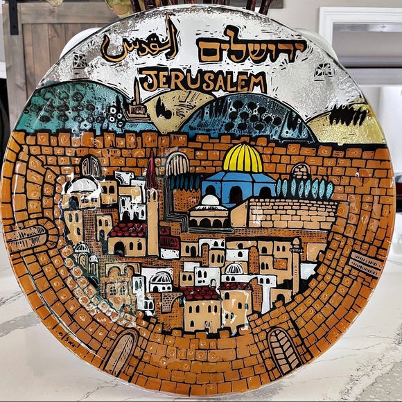 Nahariya Glass Art Jerusalem Old Town Plate - Picture 12 of 12